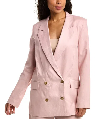 Nicholas Ayla Double-breasted Linen Blazer In Pink