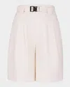 Nicholas Belinda Belted Wide-leg Shorts In Ivory