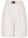 Nicholas Belinda Belted Wide-leg Shorts In 白色
