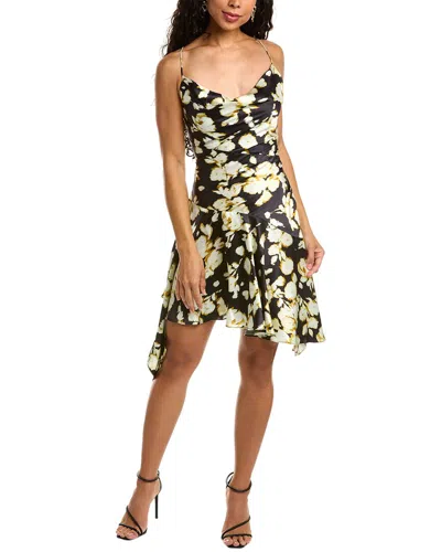 Nicholas Bitty Cowl Silk Mini Dress In Black