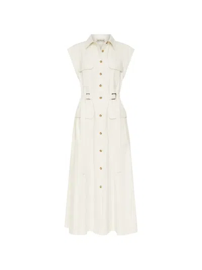 Nicholas Buckle-detail Shirt Midi Dress In White