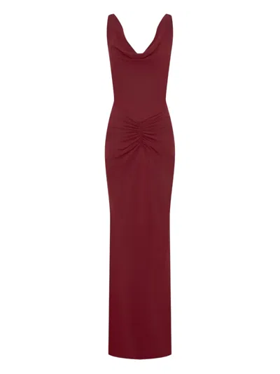 Nicholas Calia V-neck Draped Maxi Dress In Red