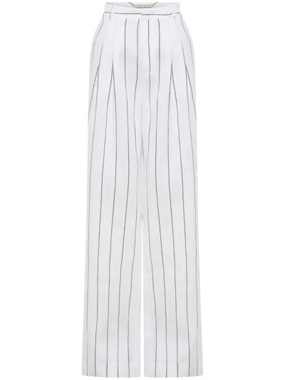 Nicholas Calista Flared Linen Trousers In White