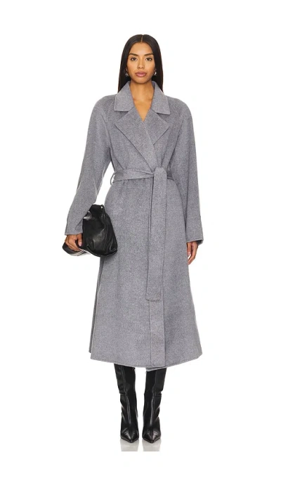 Nicholas Candice Scarf Double Wool Coat In Grey