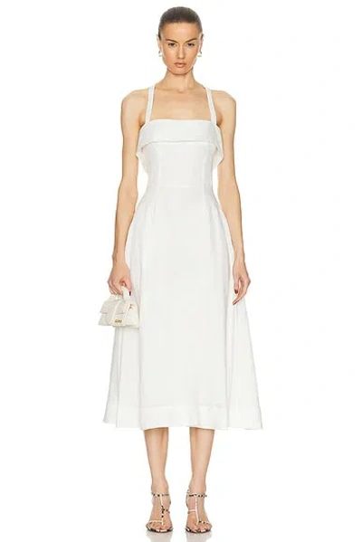 Nicholas Carmelia Banded Corset Midi Dress In Milk