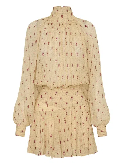Nicholas Cecile Pleated Mini Dress In Neutral