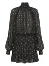 Nicholas Cecile Ruched Turtleneck Viscose Mini Dress In Black