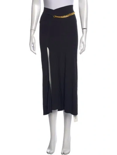 Pre-owned Nicholas Chain-link Accents Midi Length Skirt W/ Tags In Black/blue