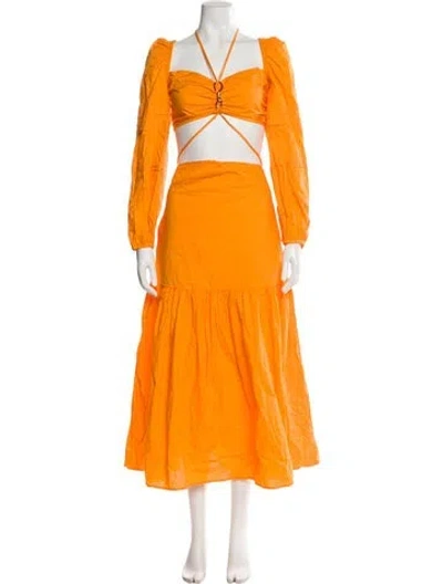 Pre-owned Nicholas Chain-link Accents Skirt Set In Orange