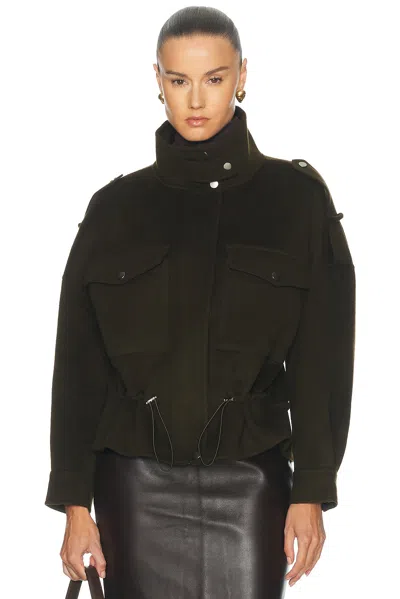 Nicholas Ciara Drawcord Blouson Jacket In Bark Green