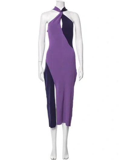 Pre-owned Nicholas Colorblock Pattern Midi Length Dress In Purple