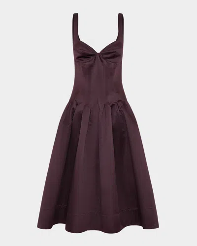 NICHOLAS CORY SLEEVELESS PLEATED CORSET MIDI DRESS