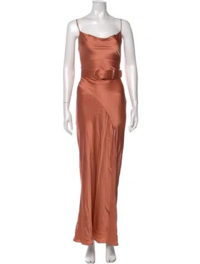 Pre-owned Nicholas Cowl Neck Long Dress In Brown