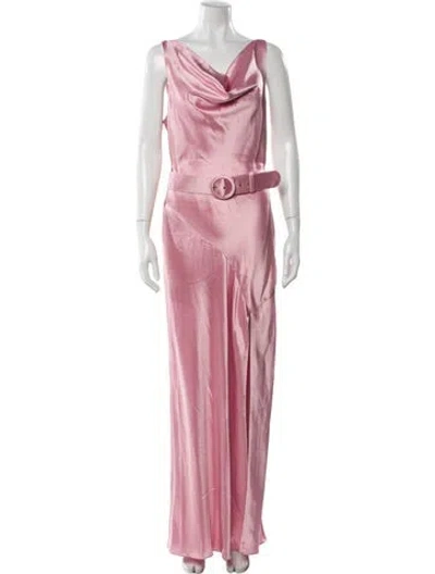 Pre-owned Nicholas Cowl Neck Long Dress In Pink