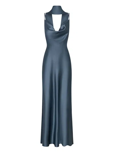 Nicholas Cowl-neck Maxi Dress In Blue