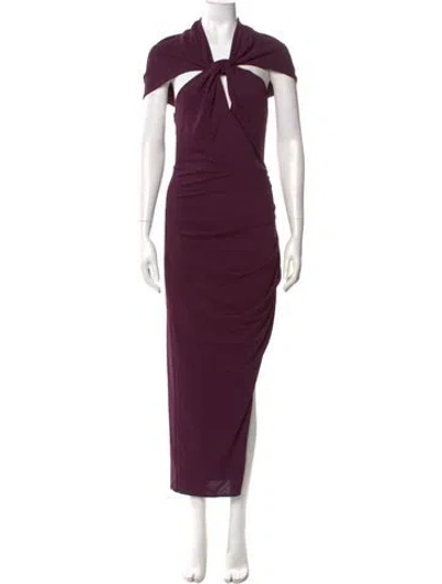 Pre-owned Nicholas Cowl Neck Midi Length Dress In Burgundy