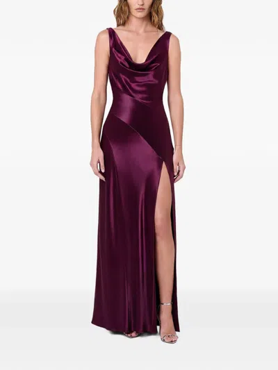 Nicholas Cowl-neck Panelled Gown In Purple