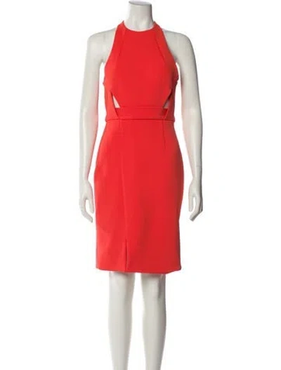 Pre-owned Nicholas Crew Neck Knee-length Dress In Orange