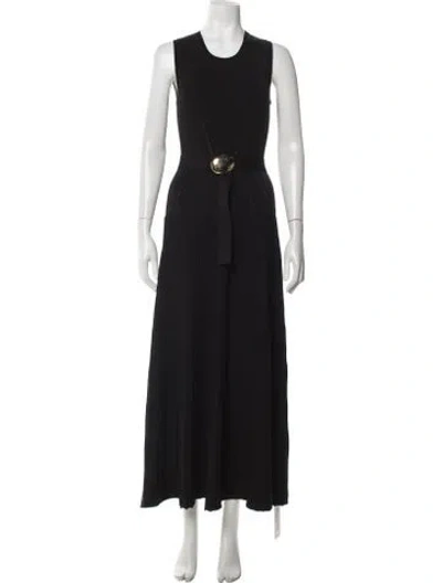 Pre-owned Nicholas Crew Neck Long Dress In Black
