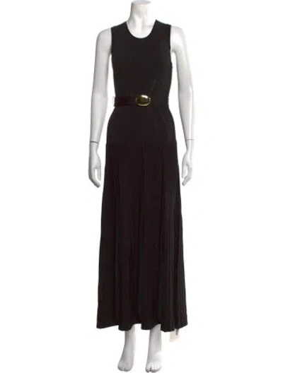 Pre-owned Nicholas Crew Neck Long Dress In Black