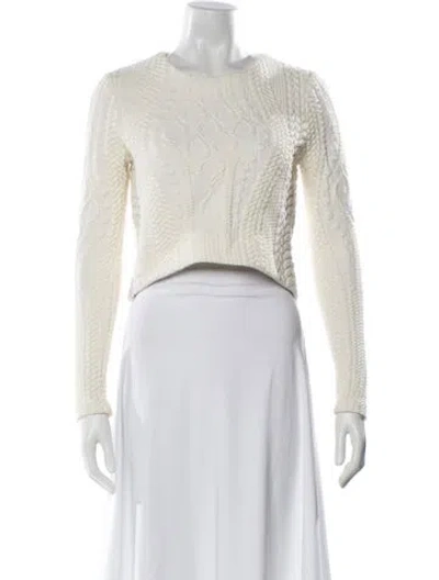 Pre-owned Nicholas Crew Neck Long Sleeve Crop Top In Neutral