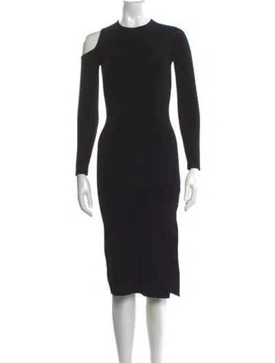 Pre-owned Nicholas Crew Neck Midi Length Dress In Black