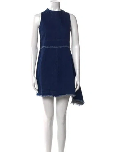 Pre-owned Nicholas Crew Neck Mini Dress In Blue