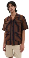 Nicholas Daley Aloha Shirt In Navy/mustard/burgundy