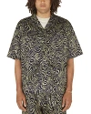 NICHOLAS DALEY ALOHA ZEBRA SWIRL REGULAR FIT BUTTON DOWN CAMP SHIRT