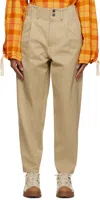 Nicholas Daley Beige Pleated Trousers In Beige
