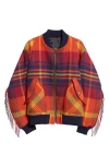 NICHOLAS DALEY NICHOLAS DALEY BLANKET PLAID WOOL & MOHAIR BOMBER JACKET