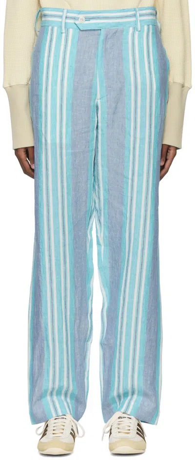 Nicholas Daley Blue Linen Trousers