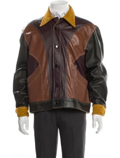 Pre-owned Nicholas Daley Colorblock Pattern Moto Jacket In Multicolor