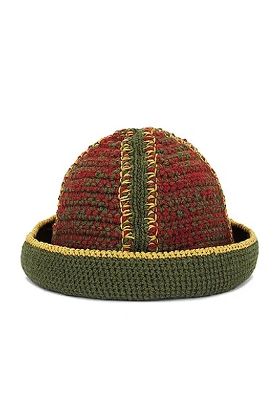 Nicholas Daley Hand Crochet Bucket Hat In Sienna  Mustard  & Olive