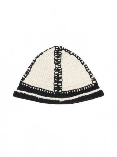 Nicholas Daley Hand-crocheted Bucket Hat In Black/ecru In Neutral