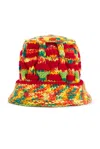 Nicholas Daley Roots Knit Hat In Orange  Green  & Yellow