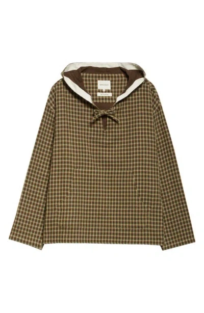 Nicholas Daley Hooded Pullover In Brown Check