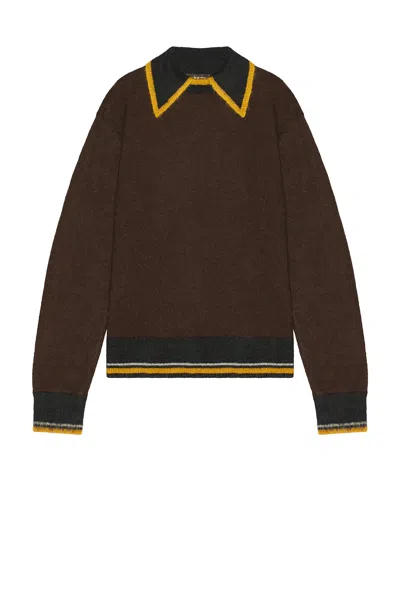 Nicholas Daley Knitted Collar Jumper In Brown