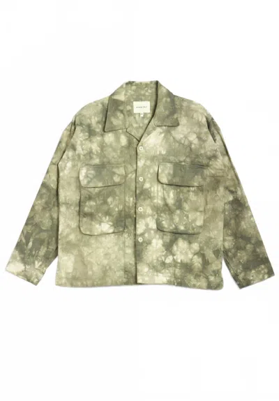 Nicholas Daley Men's Military Overshirt In Olive Green Tie-dye