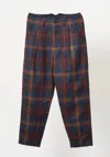 Nicholas Daley Men's Pleated Trouser In Nd Tartan In Blue