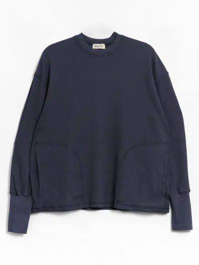 Nicholas Daley Men's Waffle Crewneck Top In Navy In Blue