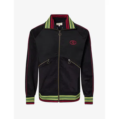 Nicholas Daley Mens Black Warm-up Stripe-trim Cotton Jacket