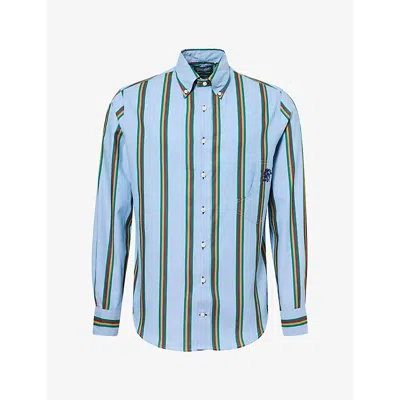 Nicholas Daley Mens Gitman Bros Vintage Stripe Cotton Shirt Rebel Stripe Xl In Blue