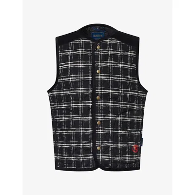 Nicholas Daley Mens  Lavenham Riot Check Cotton Gilet In Black