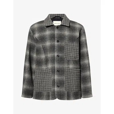 Nicholas Daley Mens Rebel Chore Waffle Wool Coat Grey Xl In Blue