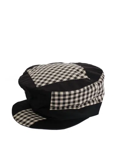 Nicholas Daley Patchwork Tam O'shanter Hat In Black/ecru