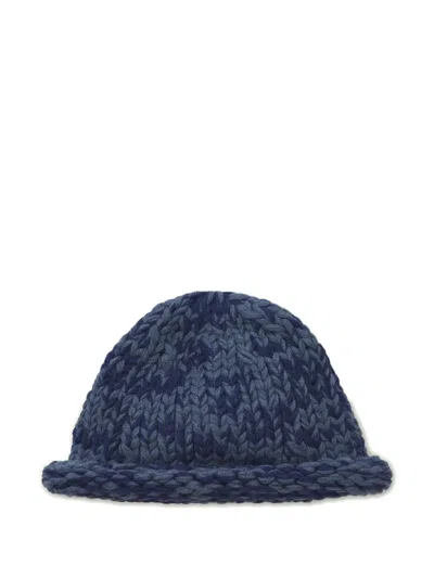 Nicholas Daley Rebel Hand-knitted Beanie Hat In Blue