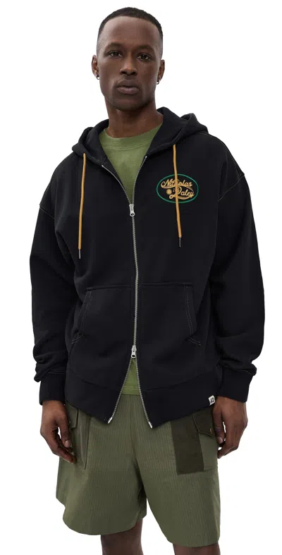 Nicholas Daley Roots Zip Up Hoodie Black In Blue