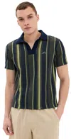Nicholas Daley Rugby Striped Polo Shirt In Navy/mint