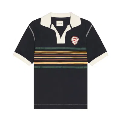 Pre-owned Nicholas Daley Short-sleeve Striped Rugby Polo 'navy' | Blue | Men's Size L